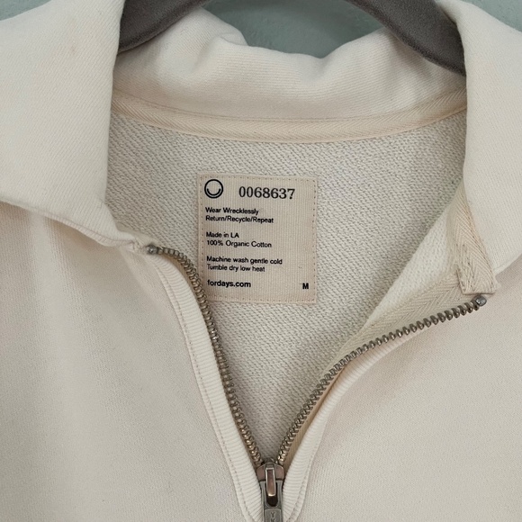 For Days Cream Collared Pull Over Jacket with Zipper - Picture 3 of 5